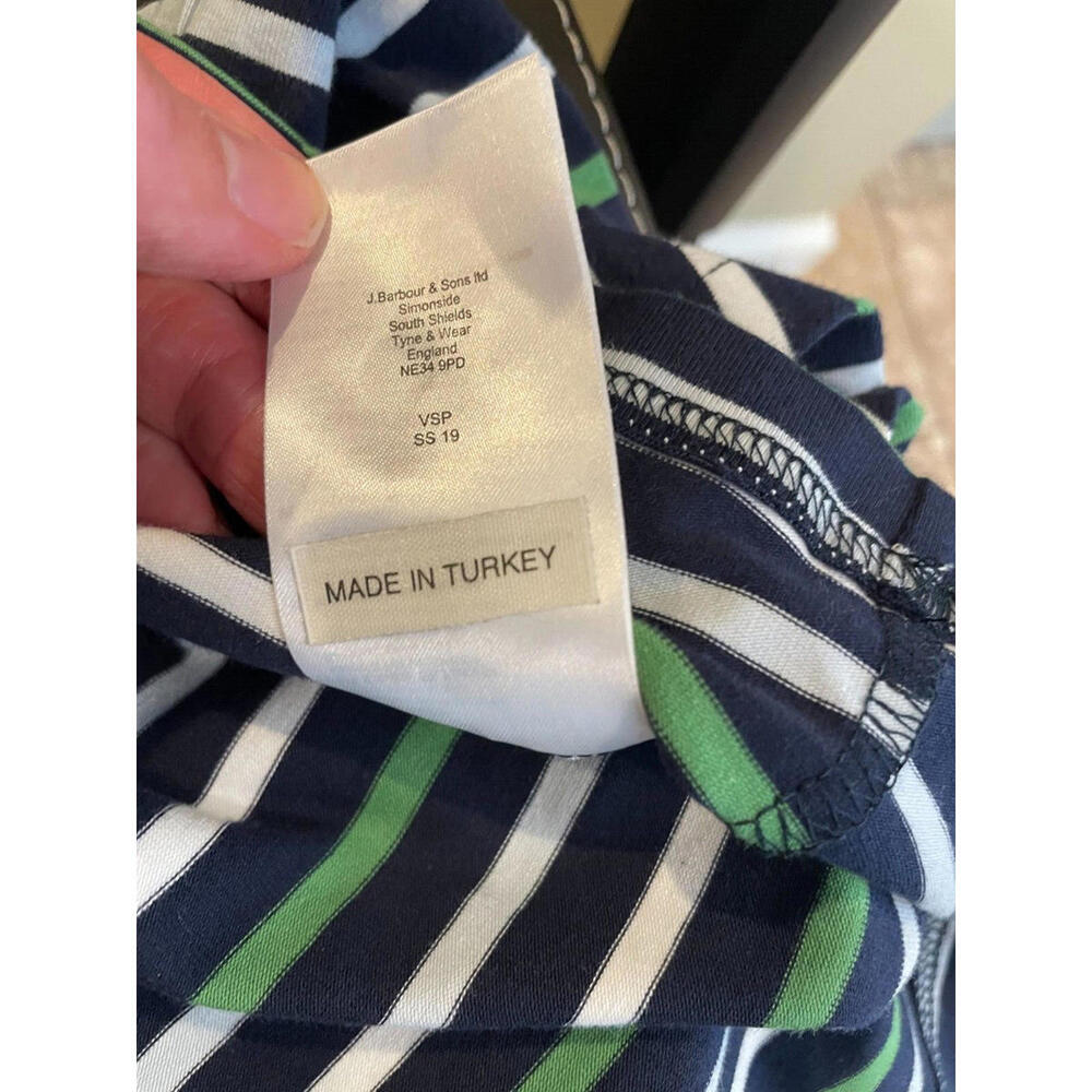 Barbour Littlehampton Dress Striped Jersey Short Sleeve Size 6 Navy Blue Green - Picture 9 of 9